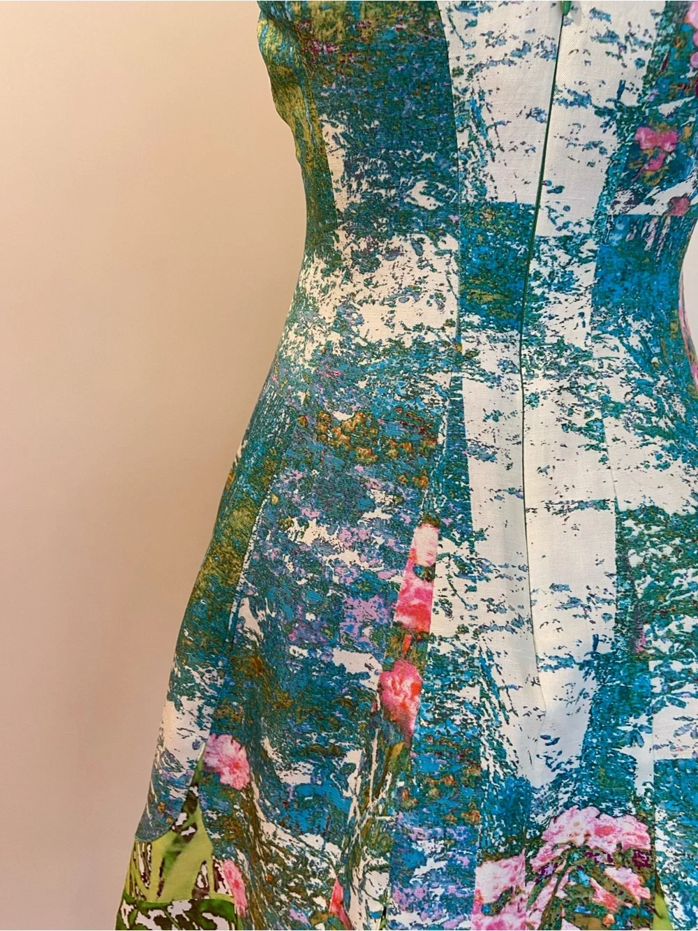 Tracy Reese Anthropologie Silk Monet Inspired Floral Pink Blue Green Dress $349 - Picture 13 of 16